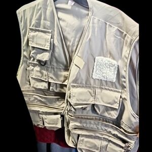 Vintage South Bend Fishing Utility Vest – Large – Khaki – Made in Korea